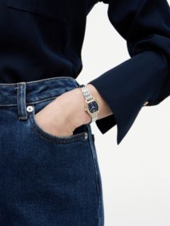 Square Blue Dial Stainless Steel Chain-Link Watch — Silver 4