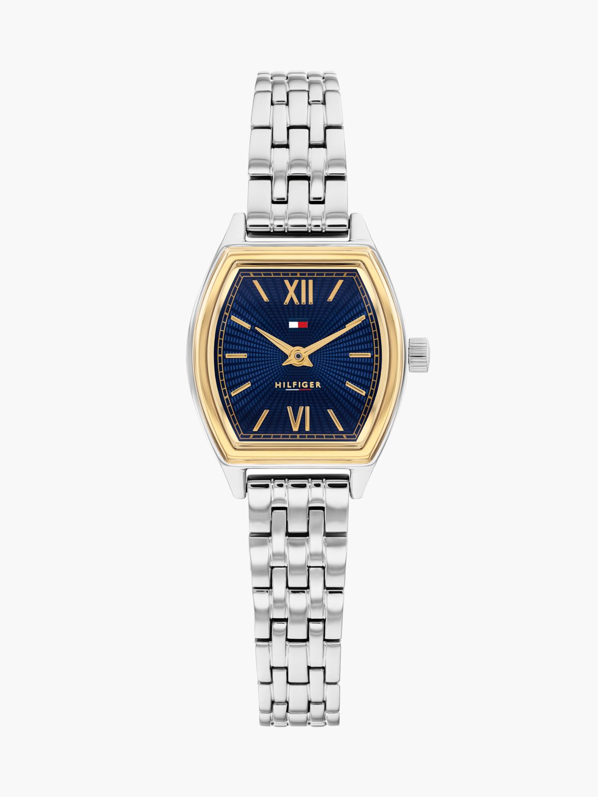 Square Blue Dial Stainless Steel Chain-Link Watch — Silver