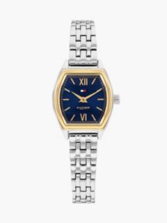 Square Blue Dial Stainless Steel Chain-Link Watch — Silver 1