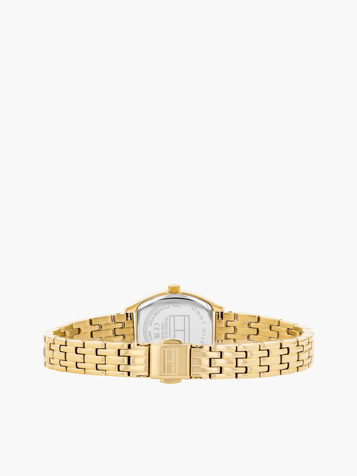 Square White Dial Gold-Plated Chain-Link Watch — Gold