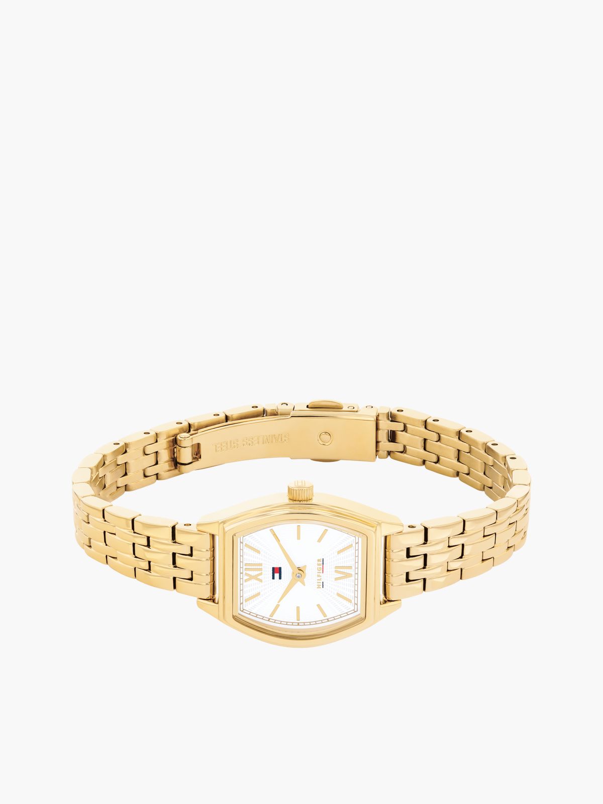 Square White Dial Gold-Plated Chain-Link Watch — Gold