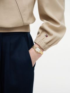 Square White Dial Gold-Plated Chain-Link Watch — Gold 4