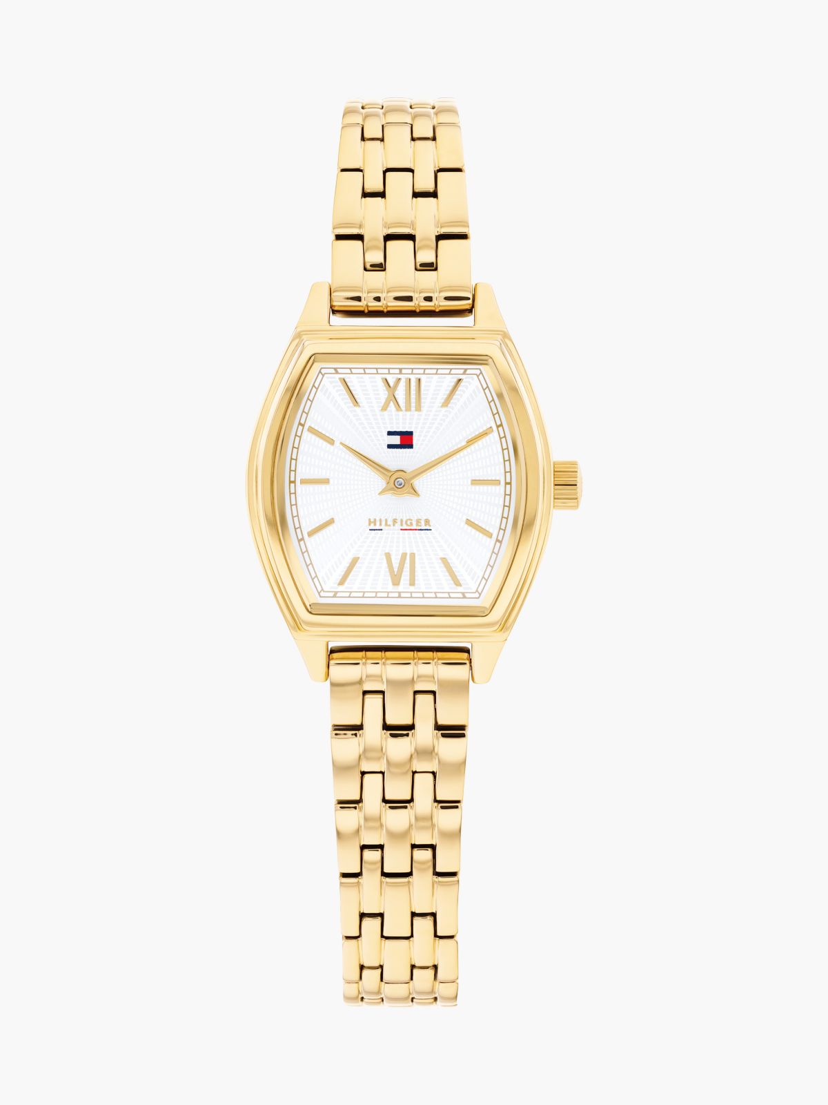 Square White Dial Gold-Plated Chain-Link Watch — Gold