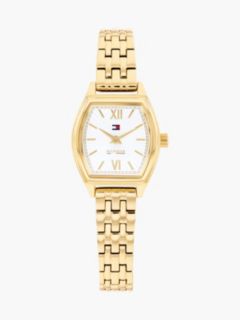 Square White Dial Gold-Plated Chain-Link Watch — Gold 1