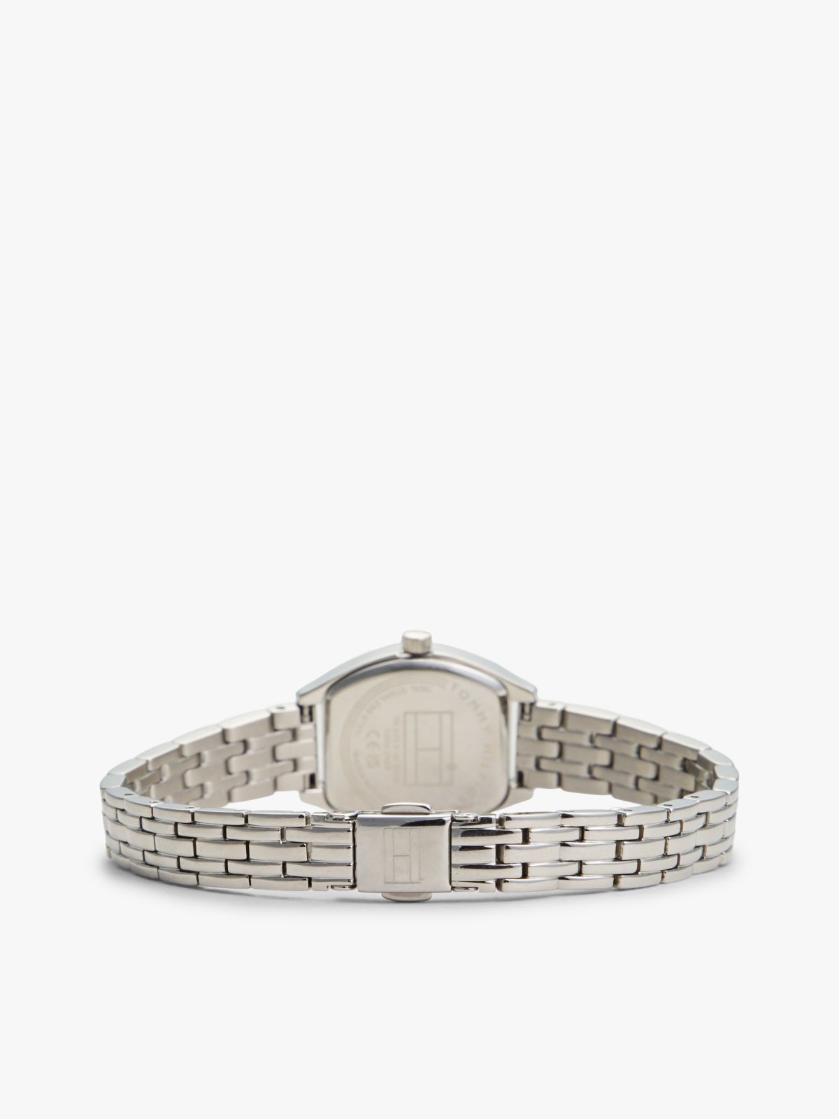 Square White Dial Stainless Steel Chain-Link Watch — Silver
