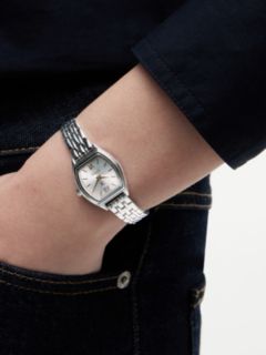 Square White Dial Stainless Steel Chain-Link Watch — Silver 4