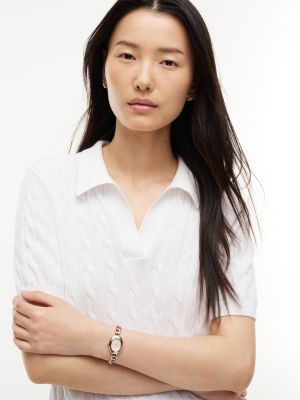gold oval dial rose gold-plated bracelet watch for women tommy hilfiger