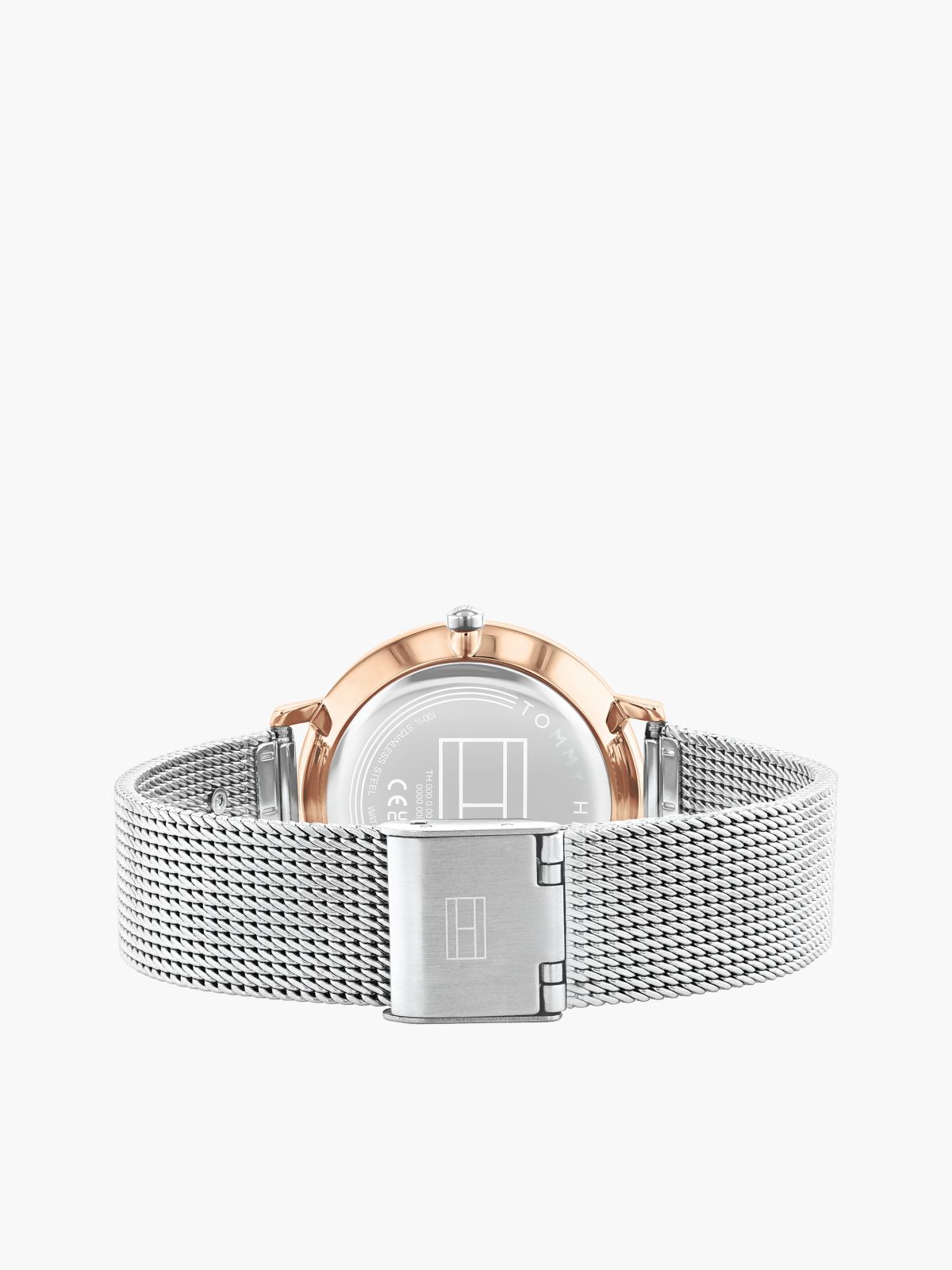 TH Monogram Two-Tone Mesh Strap Watch — Multi