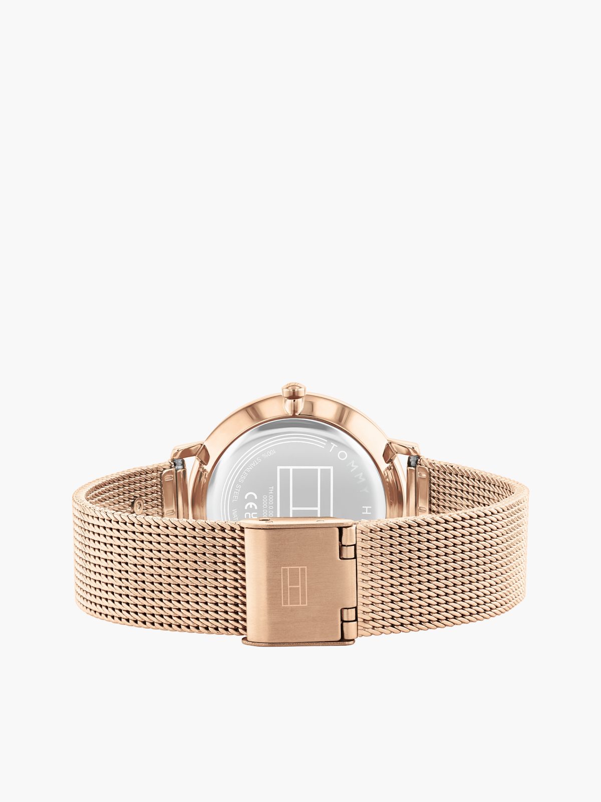 TH Monogram Rose Gold-Plated Mesh Strap Watch — Gold