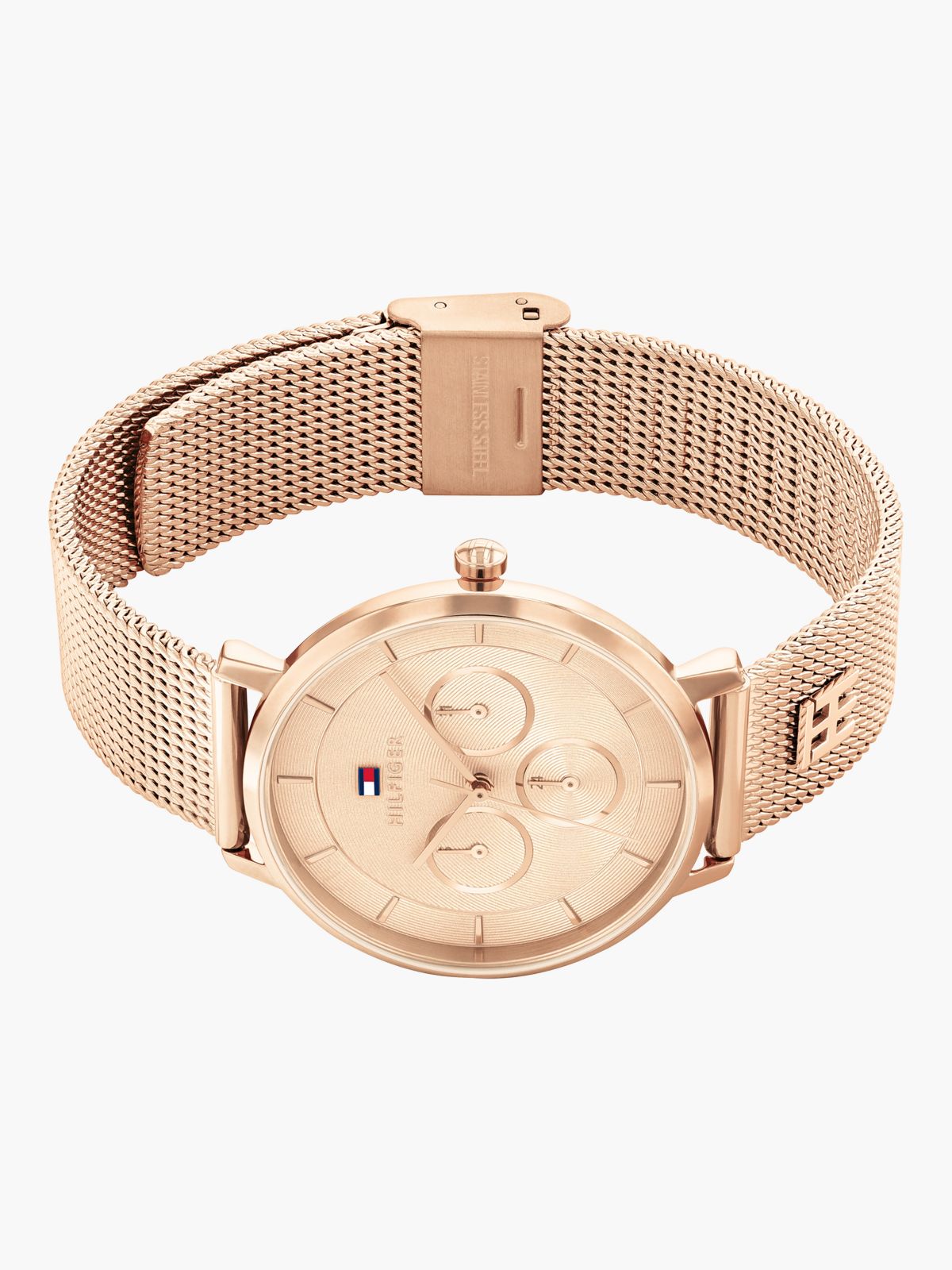 TH Monogram Rose Gold-Plated Mesh Strap Watch — Gold