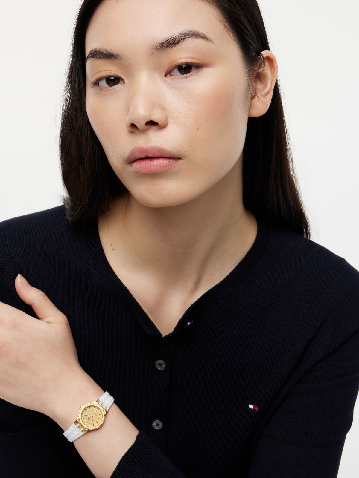 White Silicone Strap Gold-Plated Watch — White