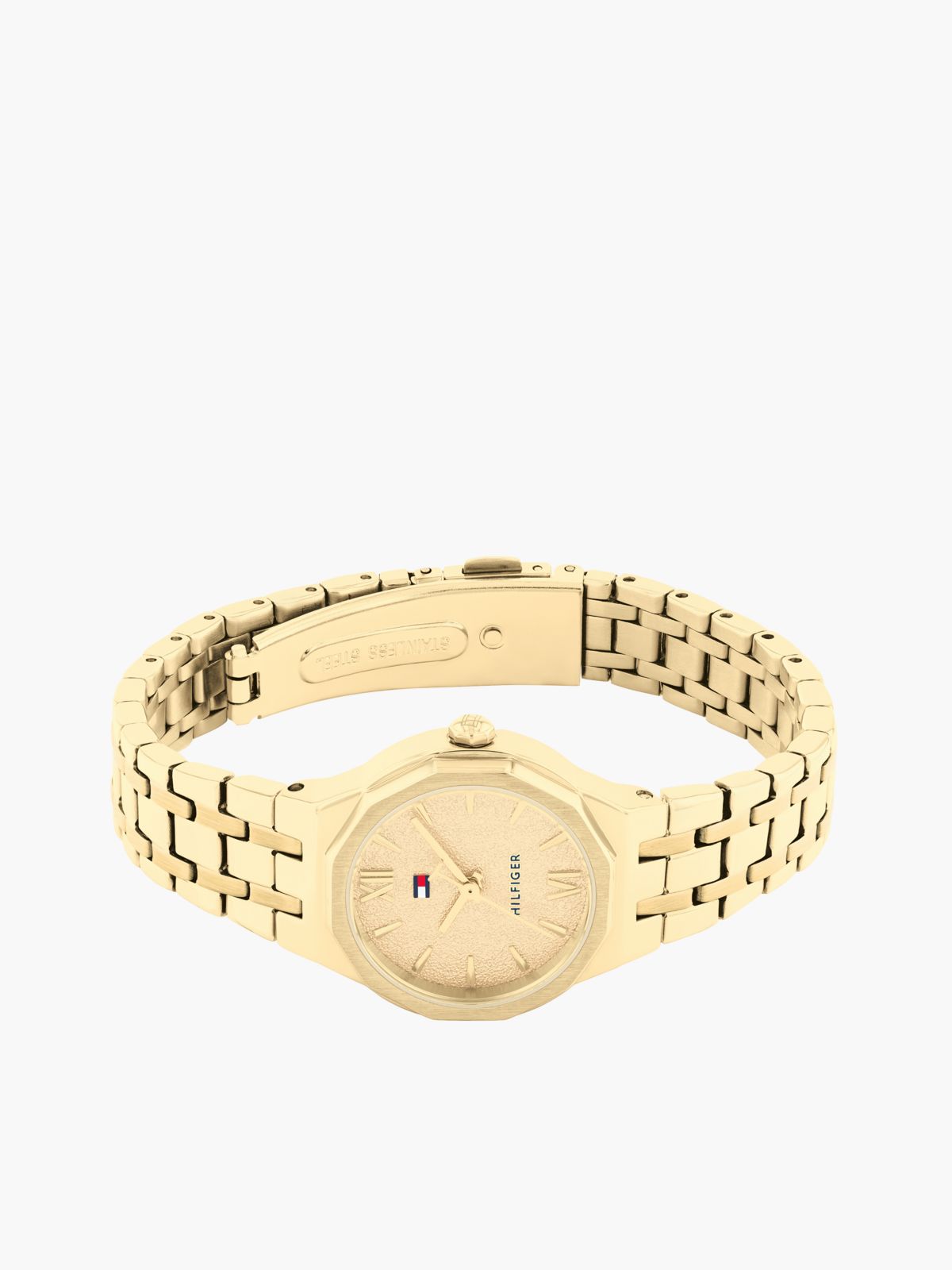 Gold-Plated Frosted Dial Chain-Link Watch — Gold