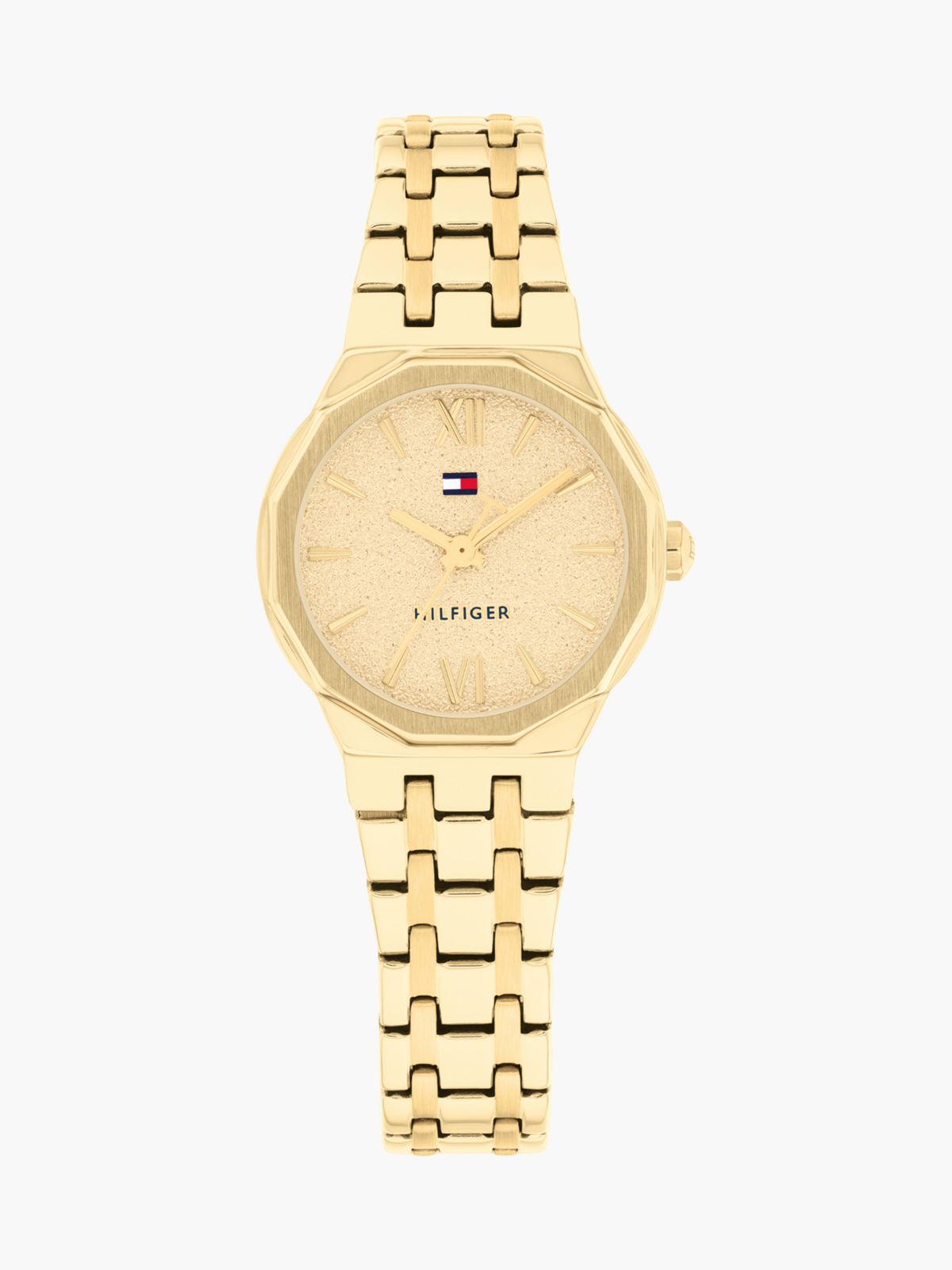 Gold-Plated Frosted Dial Chain-Link Watch — Gold