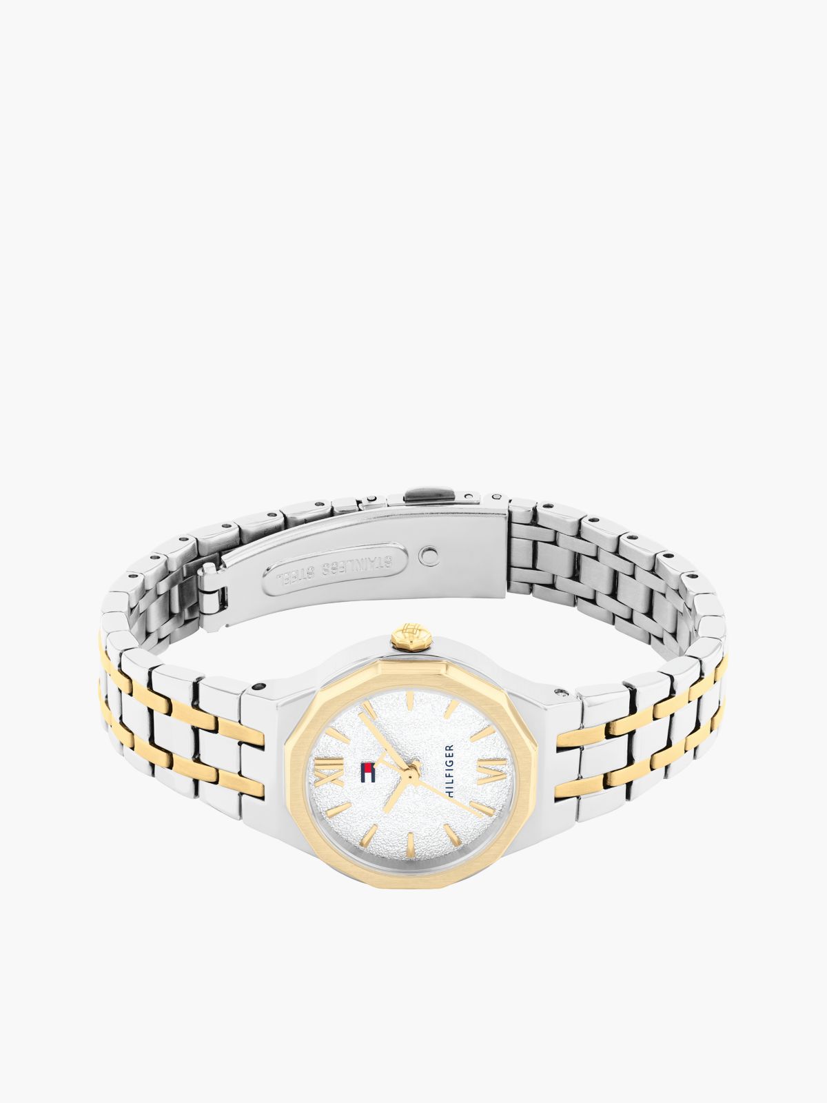 Two-Tone Stainless Steel Frosted Dial Chain-Link Watch — Multi