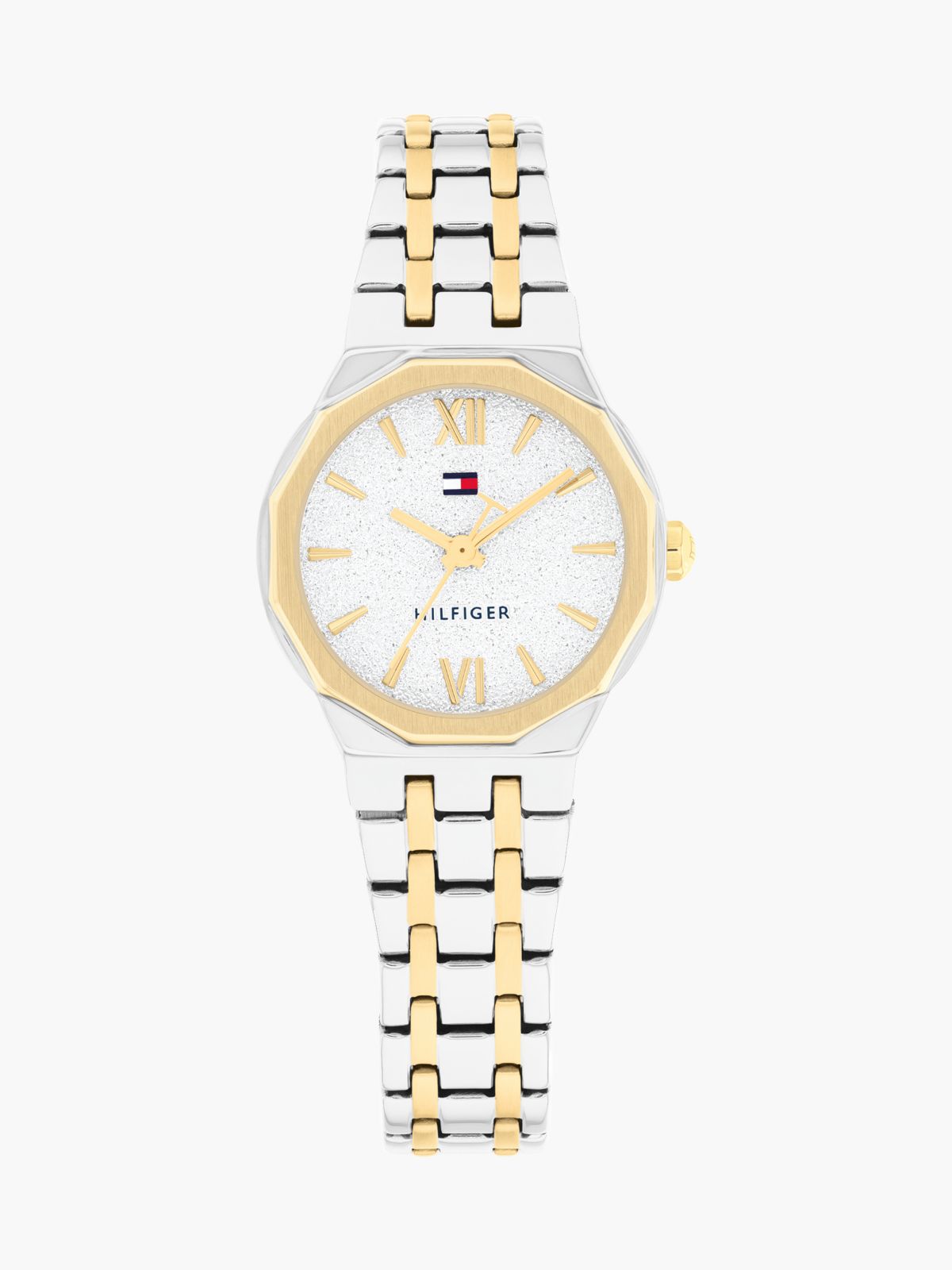 Two-Tone Stainless Steel Frosted Dial Chain-Link Watch — Multi