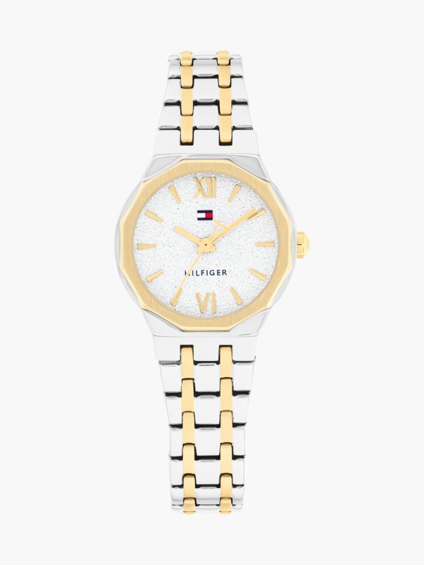 Two-Tone Stainless Steel Frosted Dial Chain-Link Watch — Multi