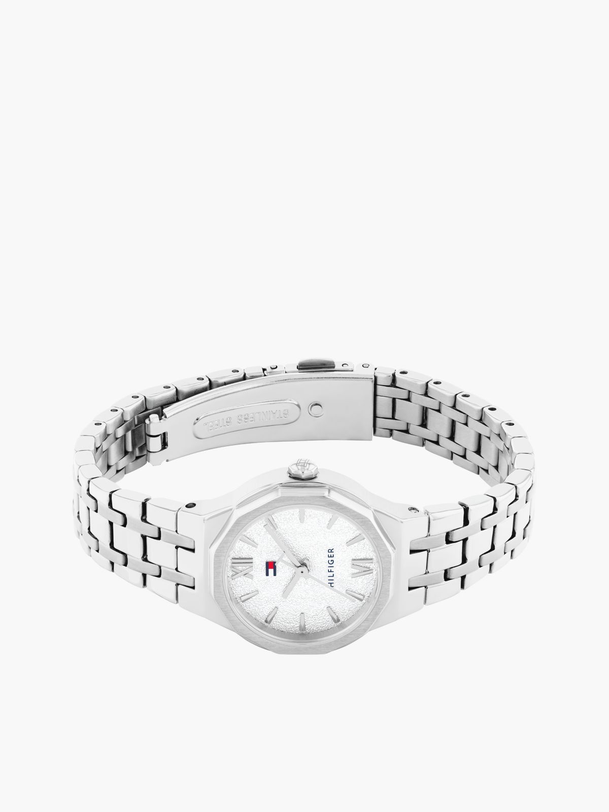 Stainless Steel Frosted Dial Chain-Link Watch — Silver