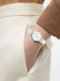 Stainless Steel Frosted Dial Chain-Link Watch — Silver 4