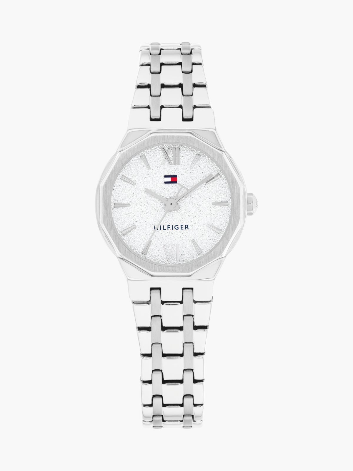 Stainless Steel Frosted Dial Chain-Link Watch — Silver