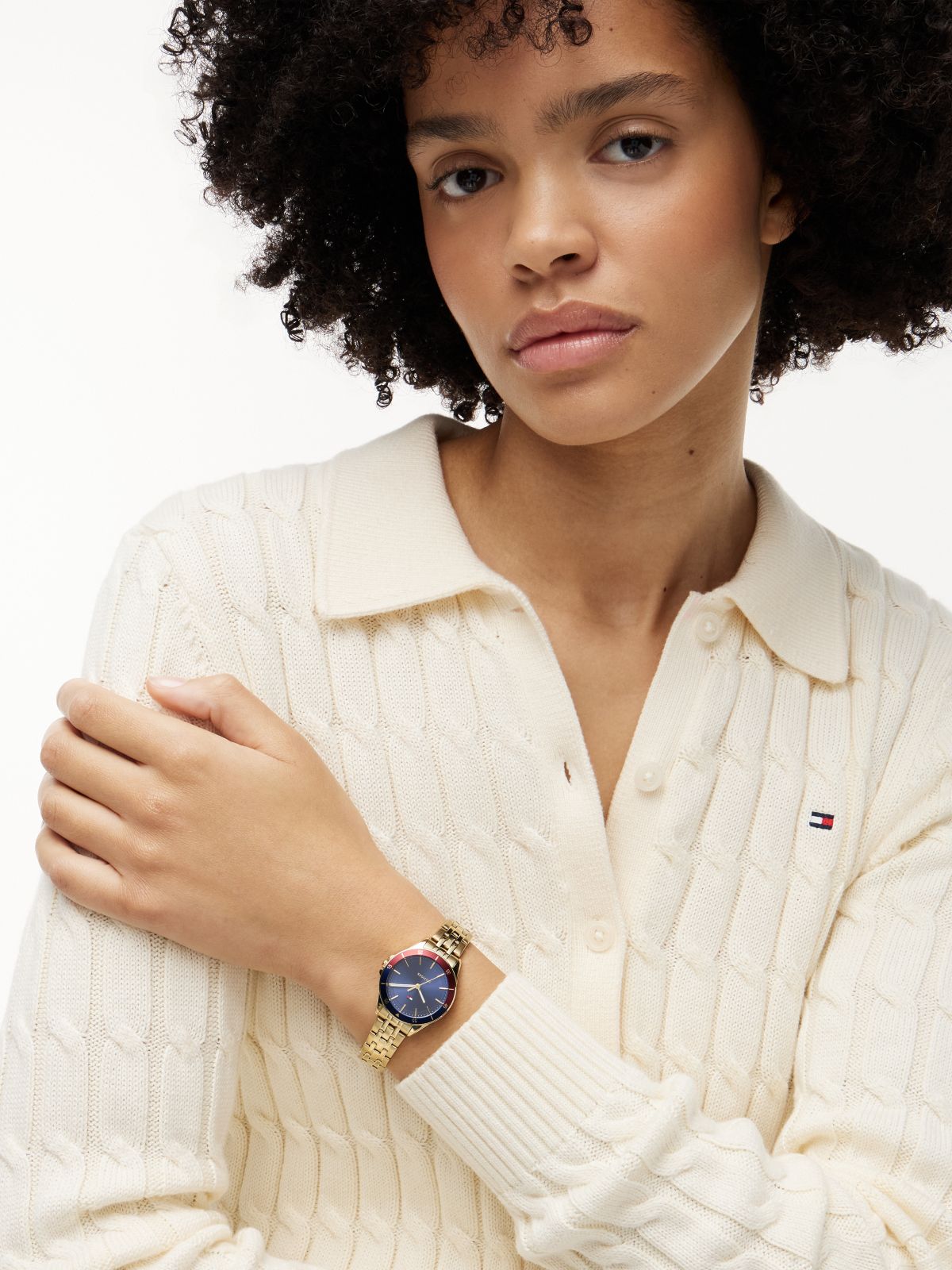 Signature Bezel Gold-Plated Chain-Link Watch — Gold