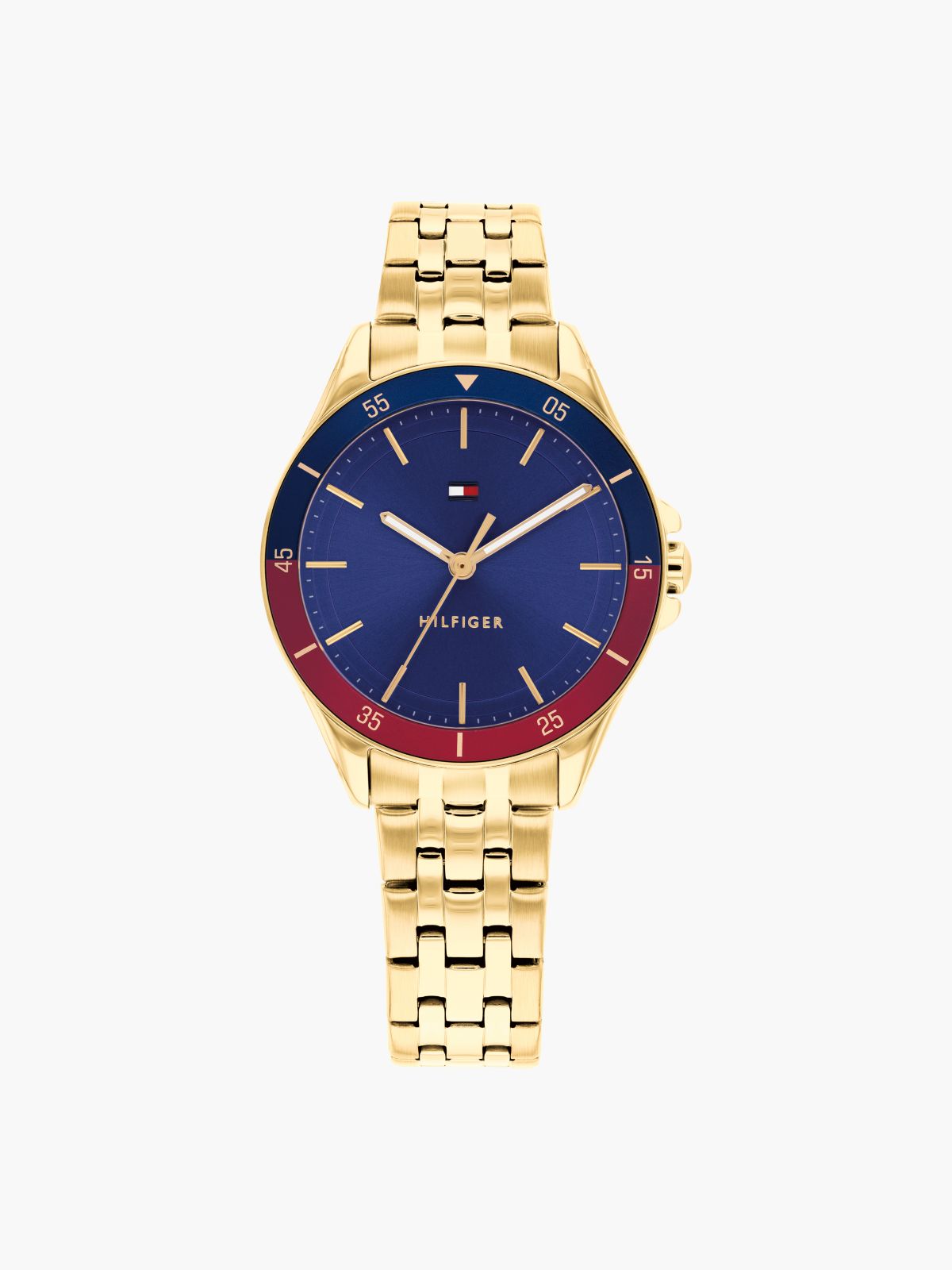 Signature Bezel Gold-Plated Chain-Link Watch — Gold