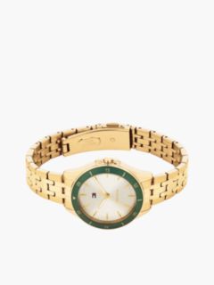 Green Bezel Gold-Plated Chain-Link Watch — Gold 3