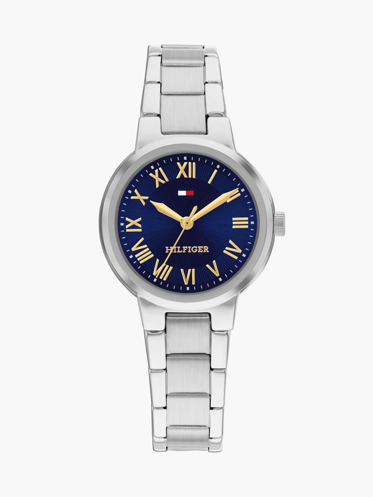 Blue Dial Stainless Steel Chain-Link Watch — Silver