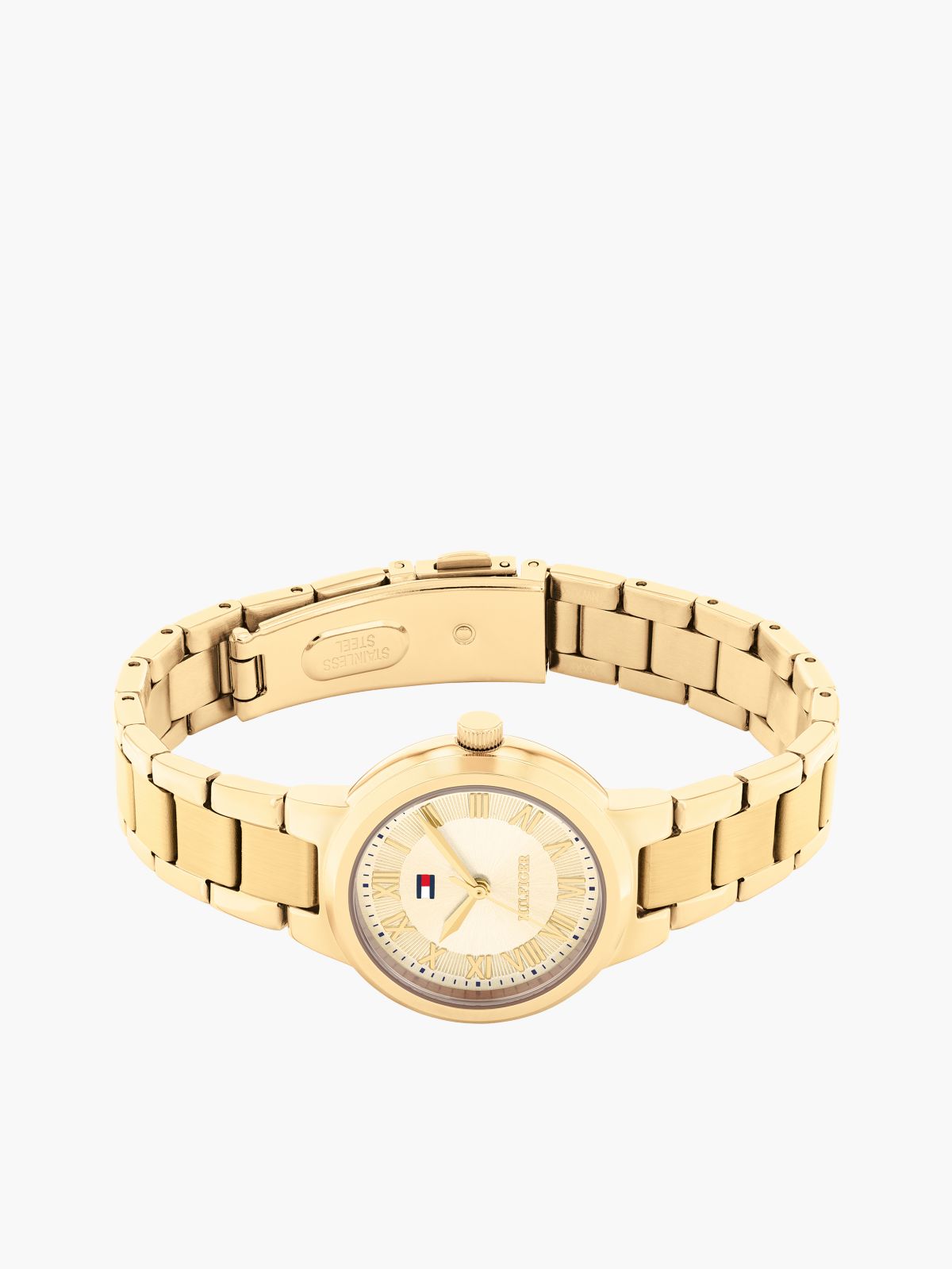 Gold-Plated Champagne Dial Chain-Link Watch — Gold