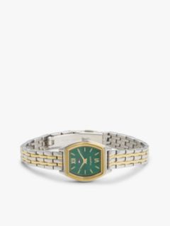 Square Green Dial Two-Tone Chain-Link Watch — Multi 3