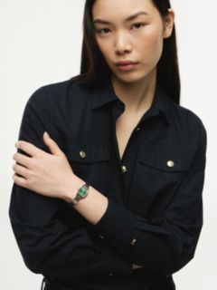 Square Green Dial Two-Tone Chain-Link Watch — Multi 4
