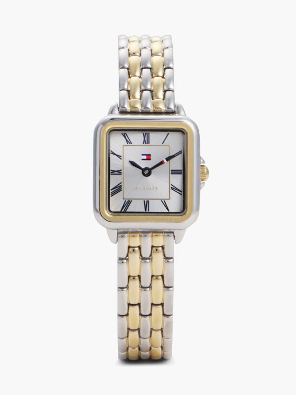 Two-Tone Stainless Steel Rectangular Watch — Multi