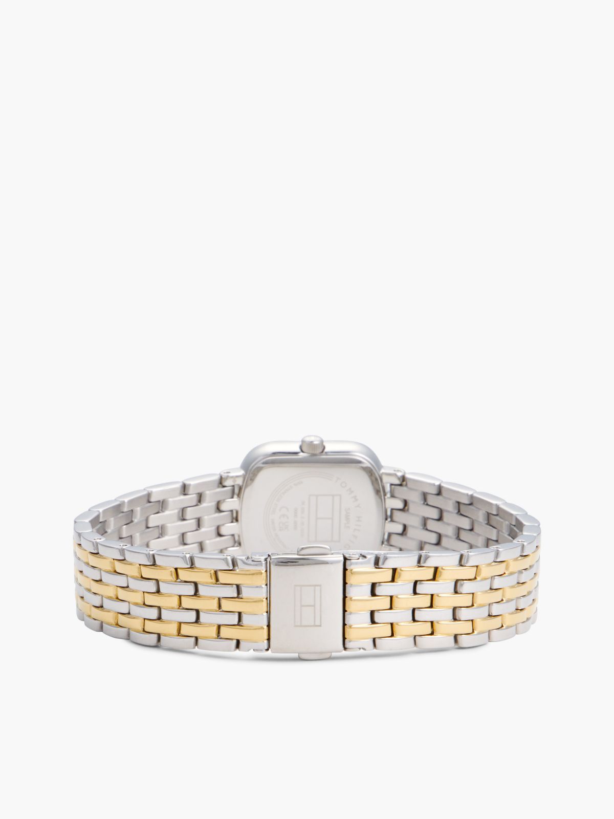 Crystal Bezel Two-Tone Rectangular Dial Watch — Multi