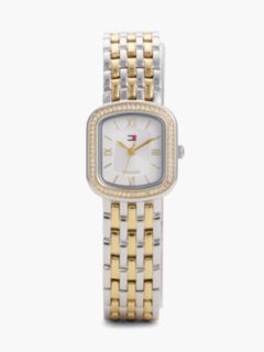 Crystal Bezel Two-Tone Rectangular Dial Watch — Multi 1