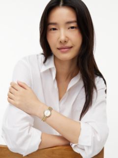 White Dial Gold-Plated Bracelet Strap Watch — Gold 4