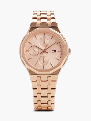 silver geometric bezel stainless steel watch for women tommy hilfiger