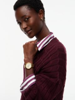Geometric Bezel Gold-Plated Stainless Steel Watch — Gold 4