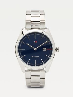 Blue Dial Stainless Steel Watch Silver Tommy Hilfiger