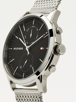 tommy hilfiger black stainless steel mesh bracelet watch