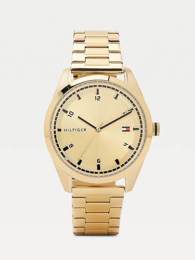 gold gold-plated chain-link watch for men tommy hilfiger