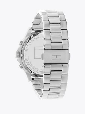 silver stainless steel watch for men tommy hilfiger