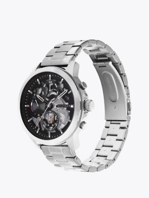 silver stainless steel watch for men tommy hilfiger