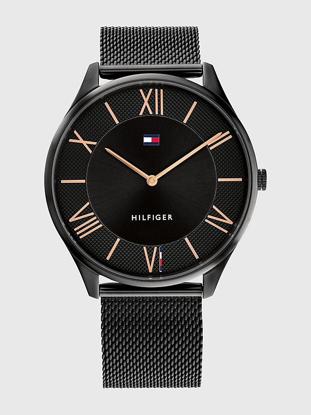 black black ionic-plated steel watch for men tommy hilfiger