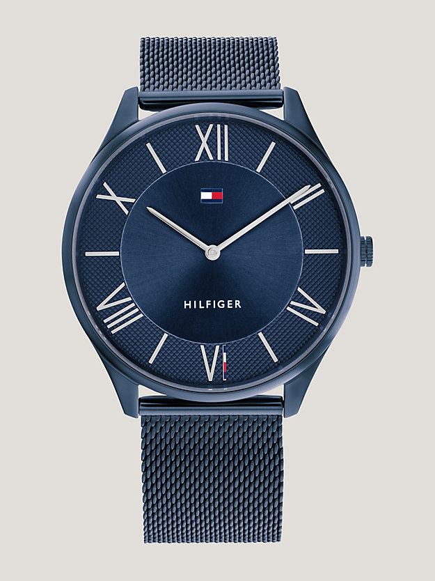 grey navy ionic-plated steel watch for men tommy hilfiger