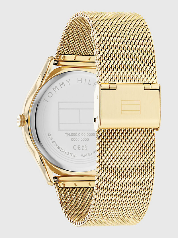 gold gold-plated steel watch for men tommy hilfiger