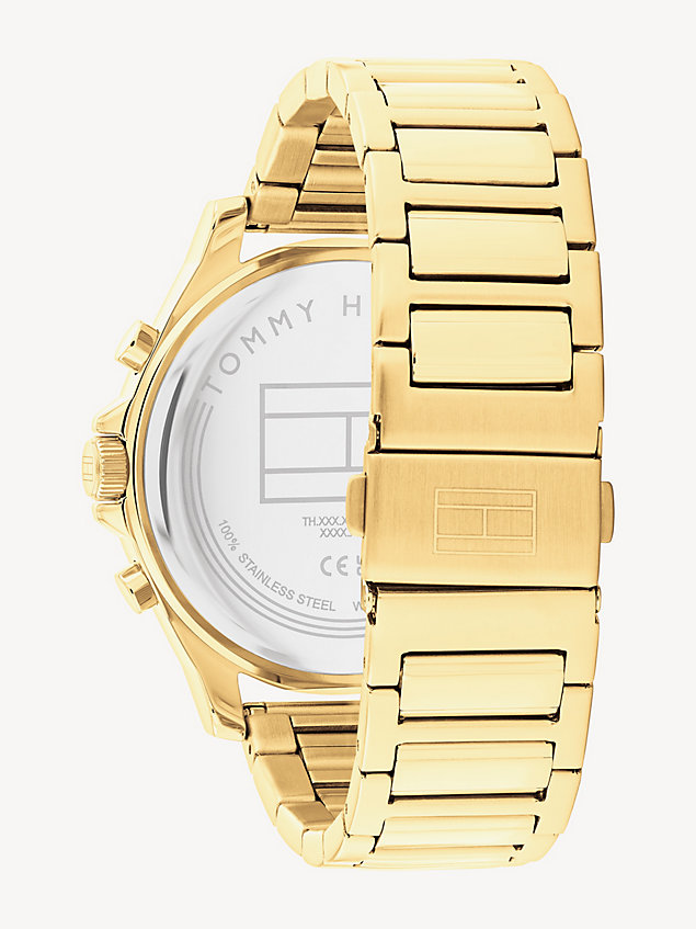 gold gold-plated black dial bracelet watch for men tommy hilfiger