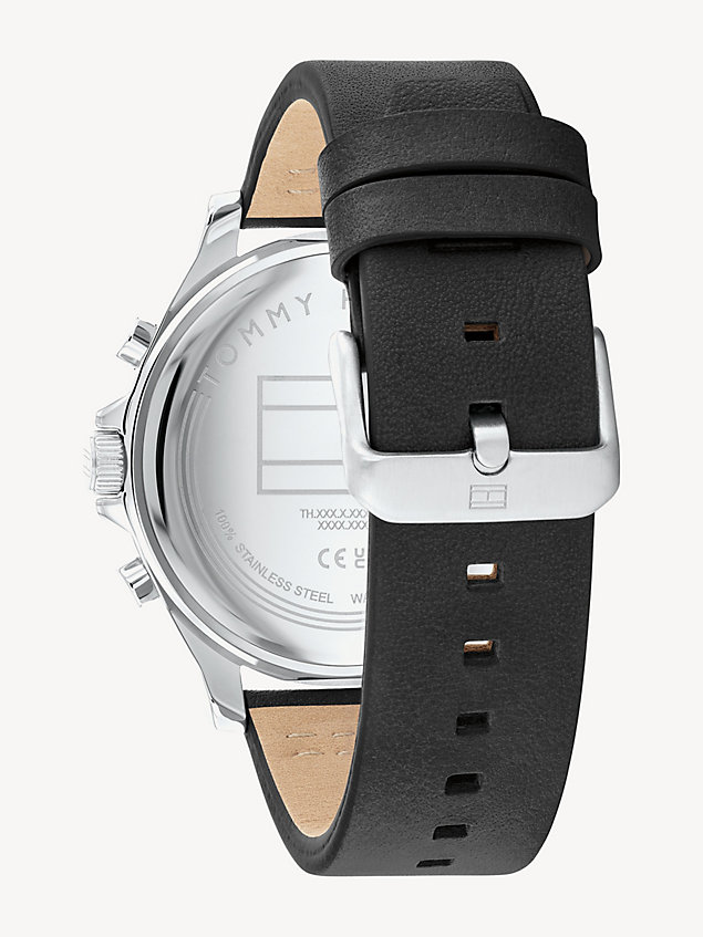 silver armbanduhr mit grauem zifferblatt für herren - tommy hilfiger