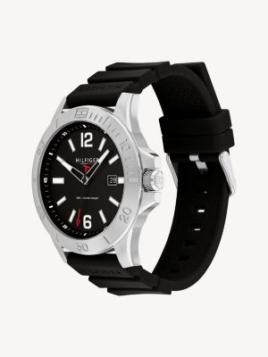 Tommy hilfiger men's online black silicone strap watch