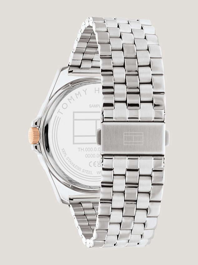 multi tweekleurig horloge met schakelband voor heren - tommy hilfiger