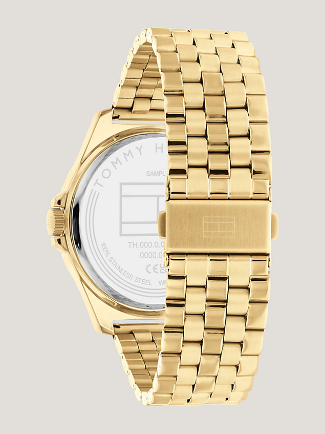 gold verguld horloge met schakelband voor heren - tommy hilfiger