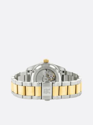 multi two-tone gold-plated th monogram watch for men tommy hilfiger